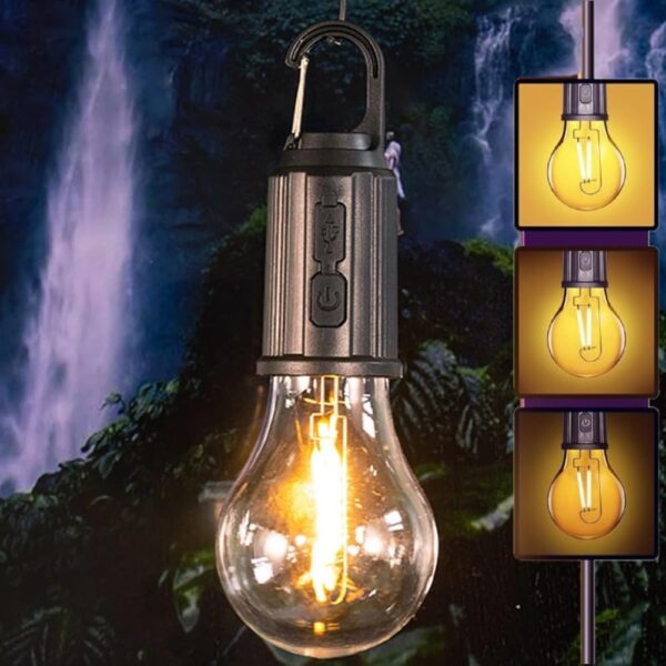 Camping Lamp Rechargeable Camping Hanging Bulb with 3 Modes Tent Lamp Decorative Tent Lamp for Camping, Hiking, Backpacking, Emergency Outage - Image 2