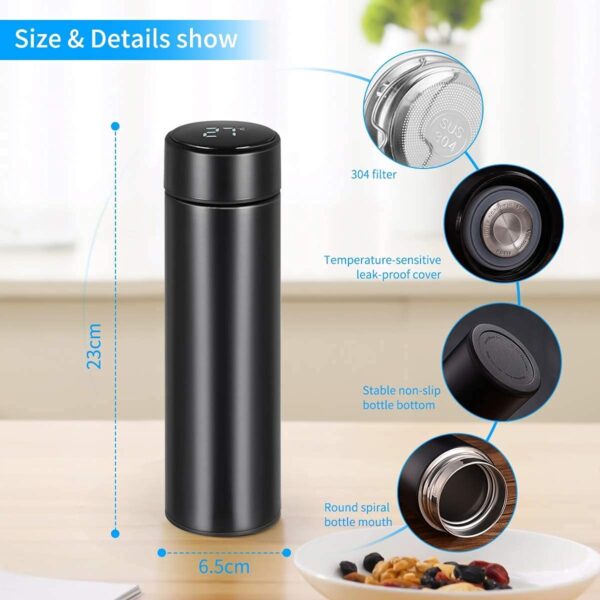 Smart Led Display Temperature Bottle Vacuum Flask Stainless Steel | Leakproof | Travel, Kids, Fitness, Sports, Gym, Workout | With Straw (Temperature Bottle, 500 Ml) - Image 4