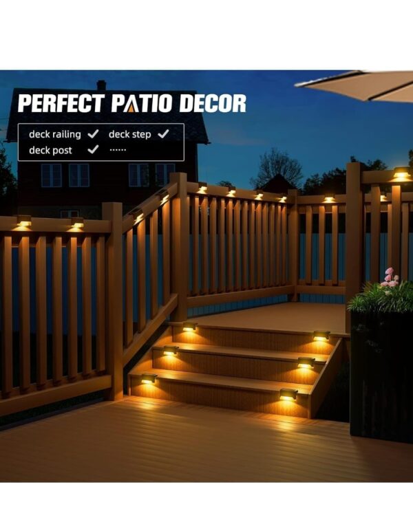 Solar Deck Lights Outdoor, Solar Step LED Waterproof Lighting for Outdoor Deck, Patio, Driveway (Warm White) (4) - Image 2