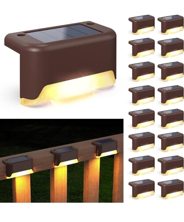 Solar Deck Lights Outdoor, Solar Step LED Waterproof Lighting for Outdoor Deck, Patio, Driveway (Warm White) (4)