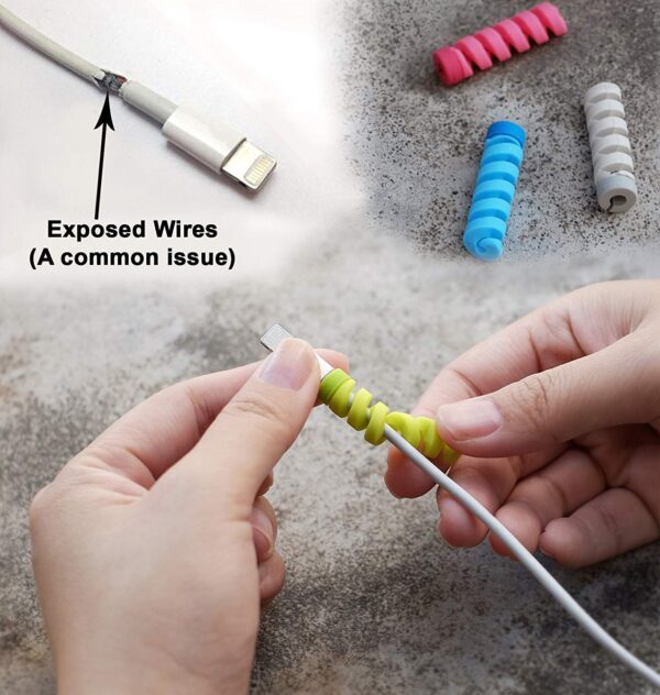 Spiral Charger Cable Protector Data Cable Saver Charging Cord Protective Cable Cover Set of 3 (12 Pieces) - Image 3