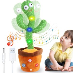 Dancing Cactus Toy - Talking, Singing & Repeating Voice Mimicry with LED Lights | Interactive Educational Toy for Toddlers, Kids & Adults | Fun Viral Gift