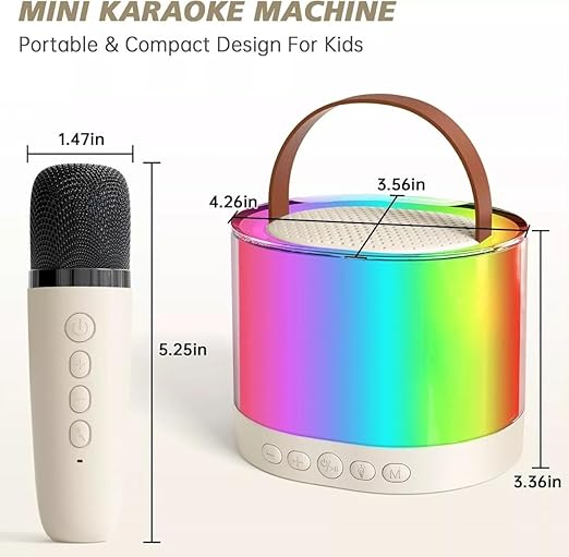 Karaoke Machine with Wireless Mics Bluetooth Speaker & Dynamic Lights RGB Lights with Changing Modes, 5 Voice Changing Effects Birthday Gift for Girls, Boys (Multi Colour) k52 (2 mic Speaker) - Image 3
