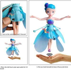 Magical Flying Fairy Doll - Flaps Wings & Floats with Remote Control, LED Lights | Interactive Toy for Kids with Music | Enchanting Gift for Girls & Boys
