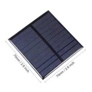 Mini High-Efficiency Polycrystalline Solar Panel | 70mm×70mm Square | 6V,100mA(0.6W) Output | Perfect for DIY, LED Lights, and Small Charging Projects