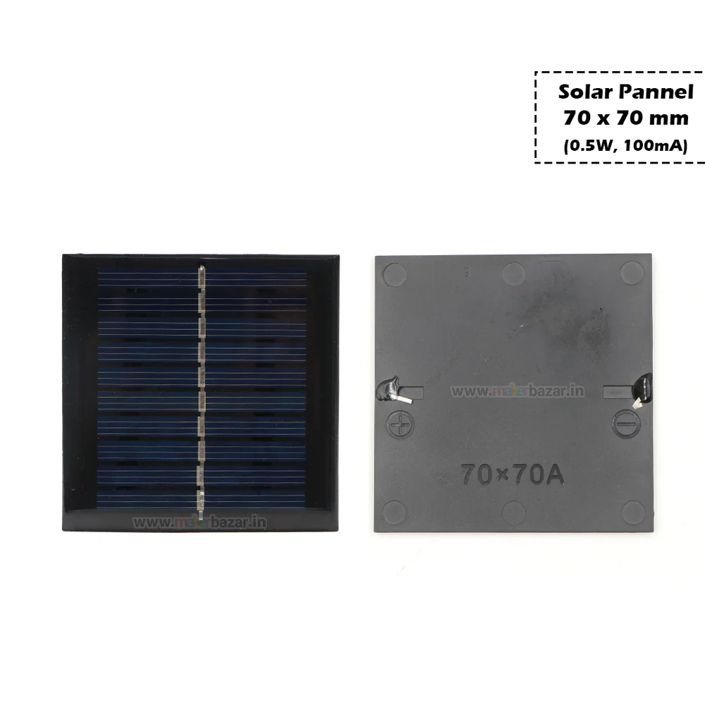 Mini High-Efficiency Polycrystalline Solar Panel | 70mm×70mm Square | 6V,100mA(0.6W) Output | Perfect for DIY, LED Lights, and Small Charging Projects - Image 3