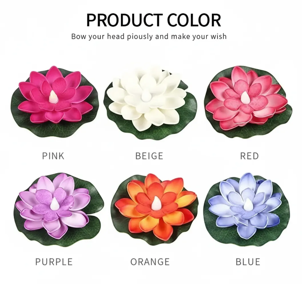 Floating Lotus LED Candles Set of 6 - Water-Activated Multicolor Flameless Tea Lights with Auto-On Sensor for Diwali, Pools, Parties & Home Decor - Image 5