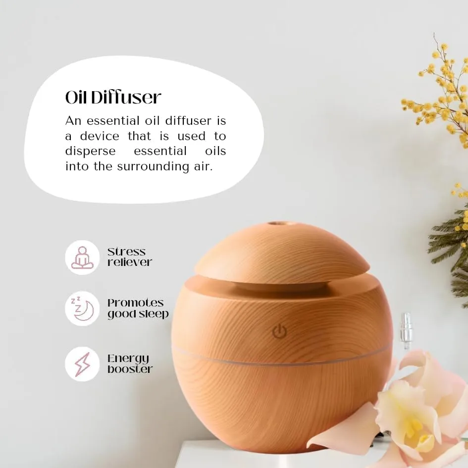 Wooden Cool Mist Humidifier & Essential Oil Diffuser - 2-in-1 Aromatherapy Device with 7 Color Changing LED Lights for Home, Office, Nursery, and Car Use - Image 2
