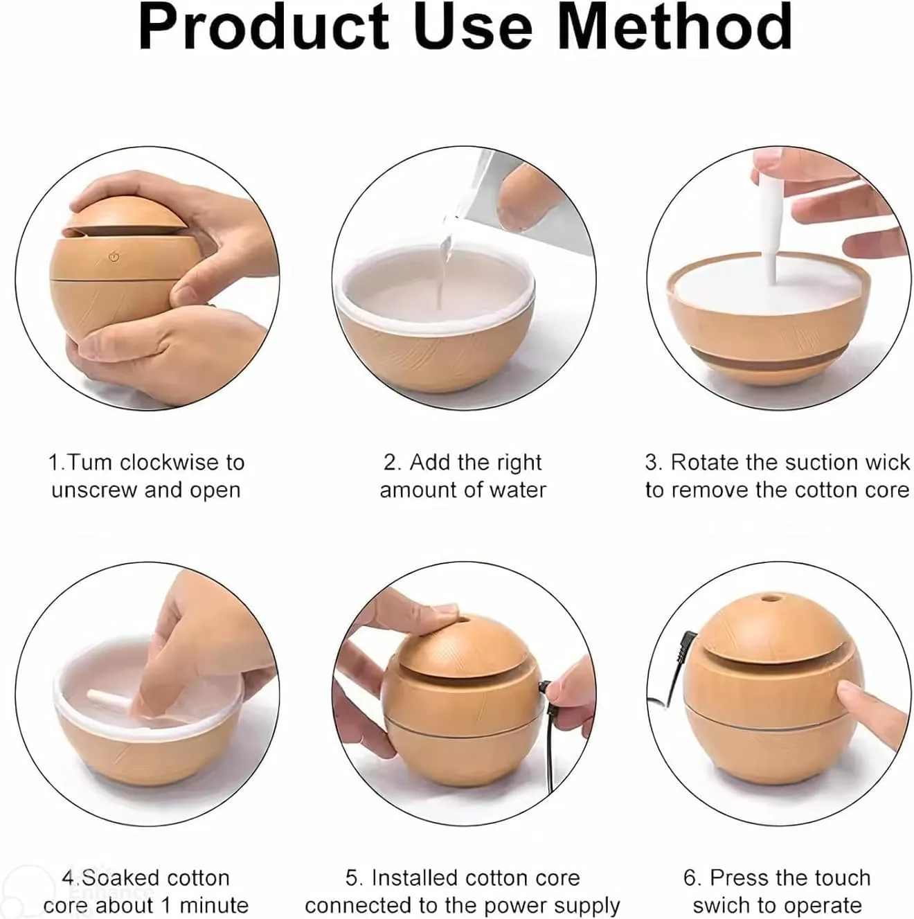 Wooden Cool Mist Humidifier & Essential Oil Diffuser - 2-in-1 Aromatherapy Device with 7 Color Changing LED Lights for Home, Office, Nursery, and Car Use - Image 4