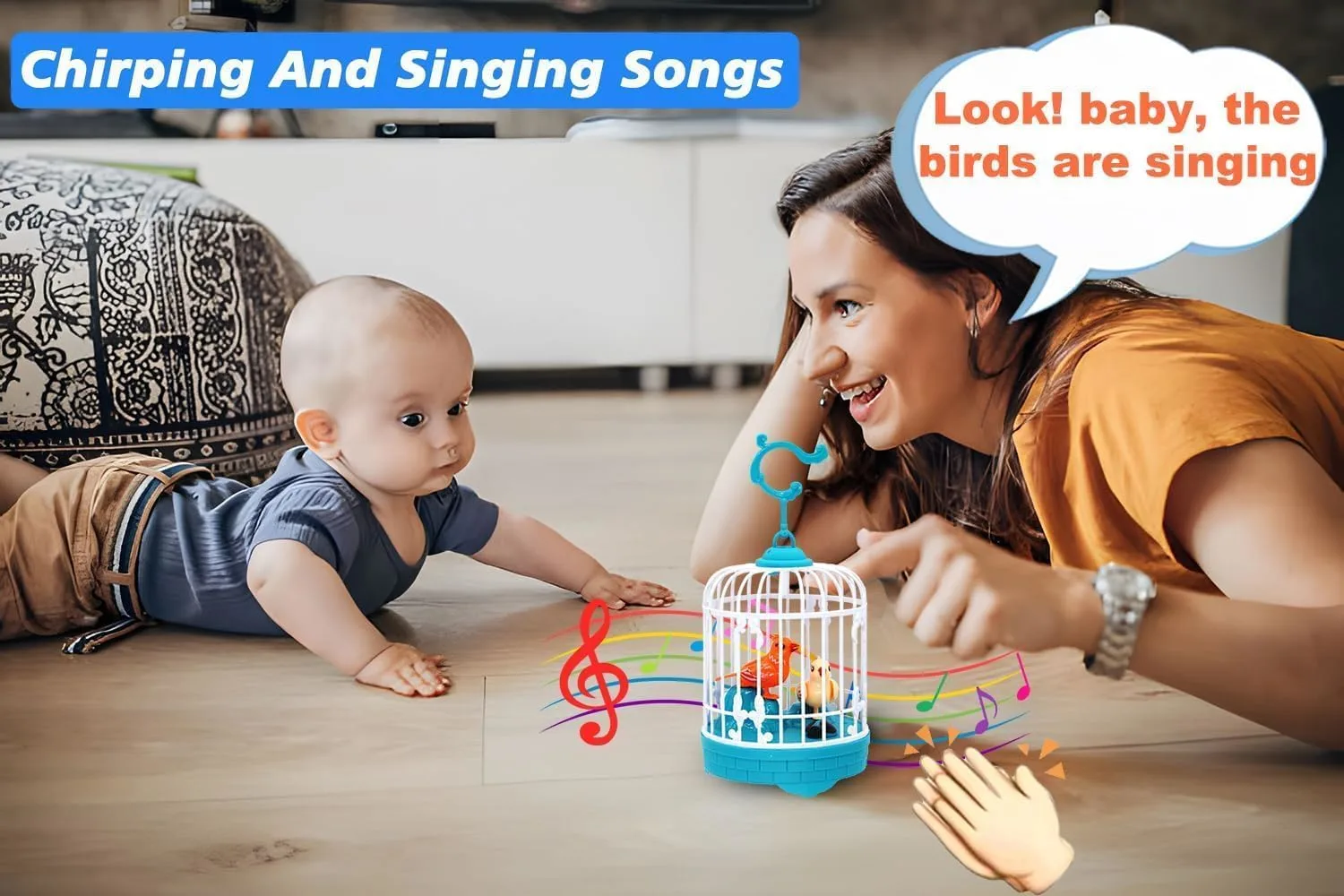 Interactive Talking Bird Toy - Singing, Repeating Parrot in Decorative Cage | Educational & Entertaining Gift for Kids, Toddlers & Children - Image 4
