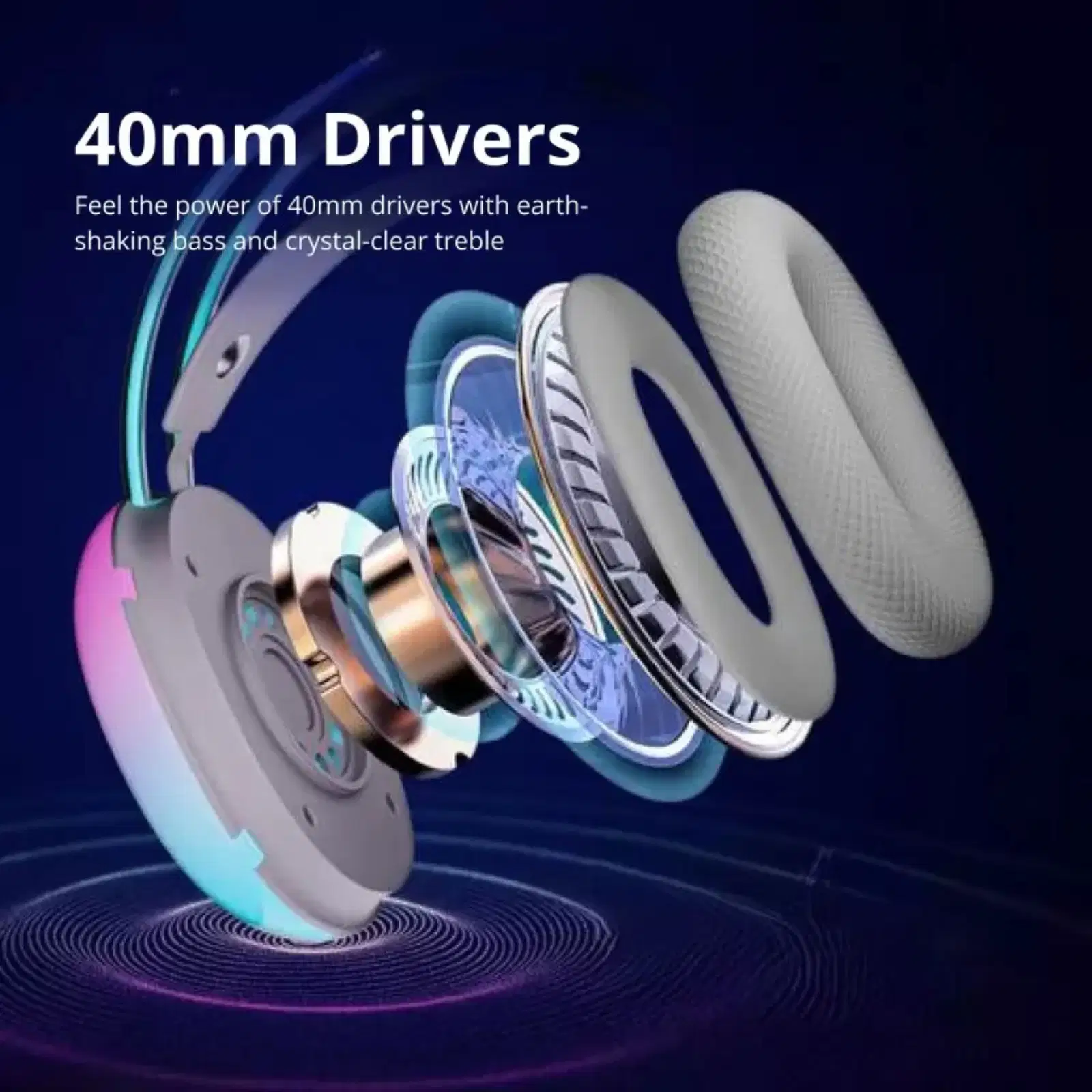 B30 RGB Wireless Bluetooth Gaming Headphone - Over-Ear Headset with Dynamic RGB Lights, Stereo Sound, Built-in Mic for PC, Mobile & Gaming - Image 3