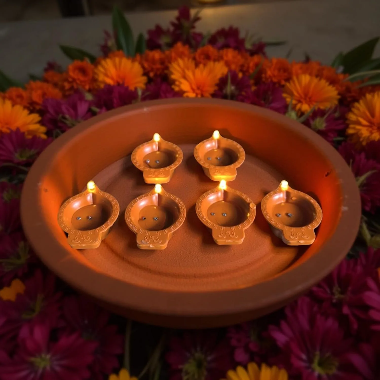 Water Sensor Diya - 6 Pcs Flameless LED Diya Lights for Home & Festival Decoration - Image 2