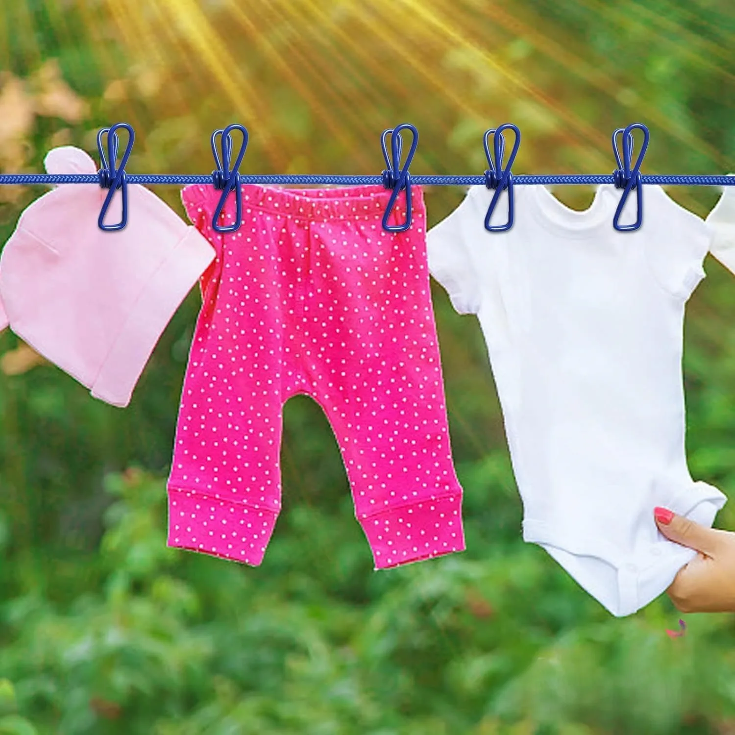 Cloth Drying Rope with 12 Clips | Elastic Hanging Rope for Indoor & Outdoor Clothes Drying | Travel-Friendly & Space-Saving Clothesline | Kapde Sukhane Ki Rassi - Image 5