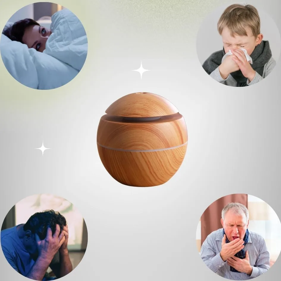 Wooden Cool Mist Humidifier & Essential Oil Diffuser - 2-in-1 Aromatherapy Device with 7 Color Changing LED Lights for Home, Office, Nursery, and Car Use - Image 6