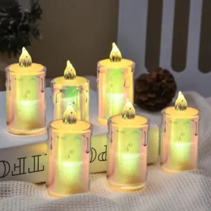 Crystal LED Candle Set - 3 Size Transparent Acrylic Flameless Candles with Realistic Flickering for Home Decor, Weddings, Diwali 🕯️✨