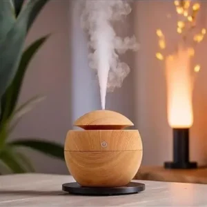 Wooden Cool Mist Humidifier & Essential Oil Diffuser - 2-in-1 Aromatherapy Device with 7 Color Changing LED Lights for Home, Office, Nursery, and Car Use