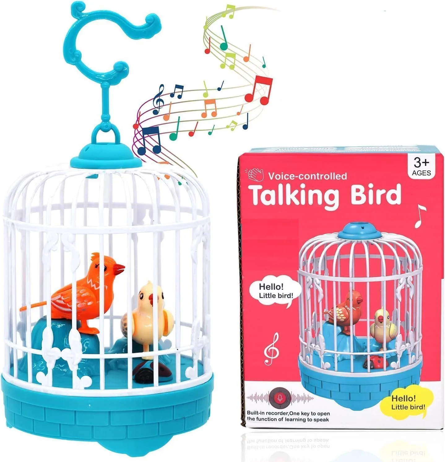 Interactive Talking Bird Toy - Singing, Repeating Parrot in Decorative Cage | Educational & Entertaining Gift for Kids, Toddlers & Children