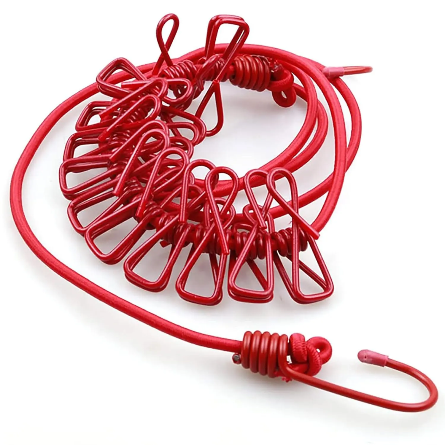 Cloth Drying Rope with 12 Clips | Elastic Hanging Rope for Indoor & Outdoor Clothes Drying | Travel-Friendly & Space-Saving Clothesline | Kapde Sukhane Ki Rassi